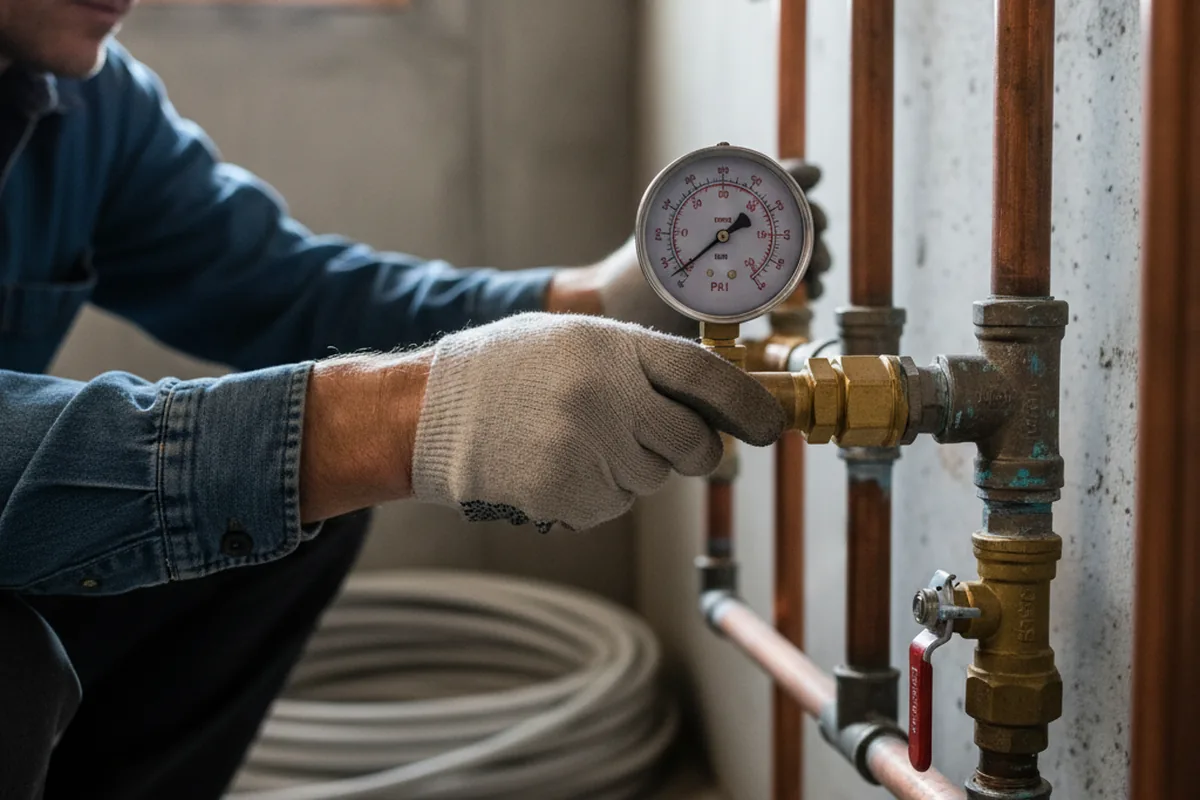 Pressure testing a repaired line during Water Line Repair in Oakwood